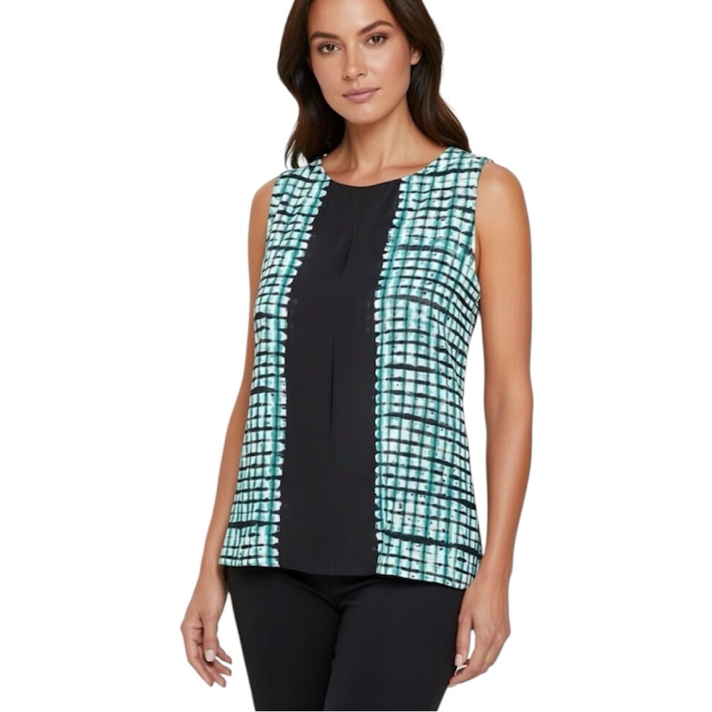 PARKER Silk Open Back Geo Sleeveless Blouse